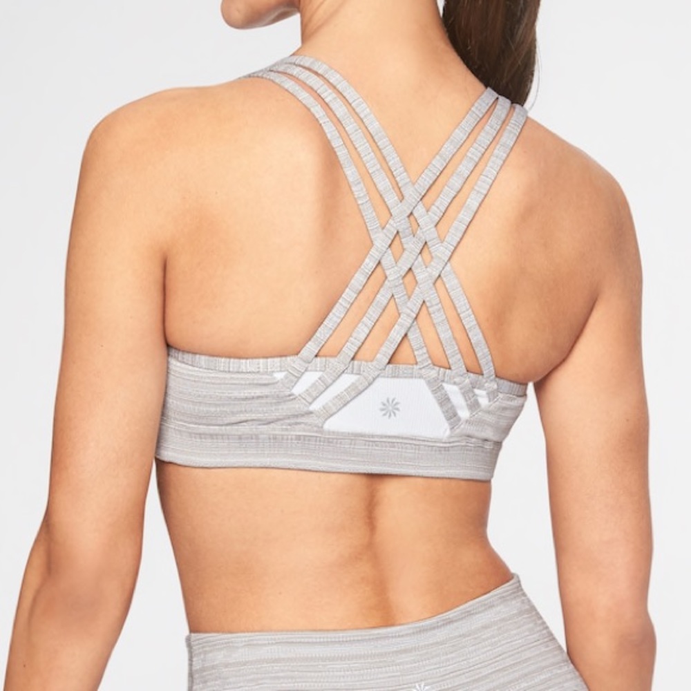 Athleta Gray Strappy Sports Bra